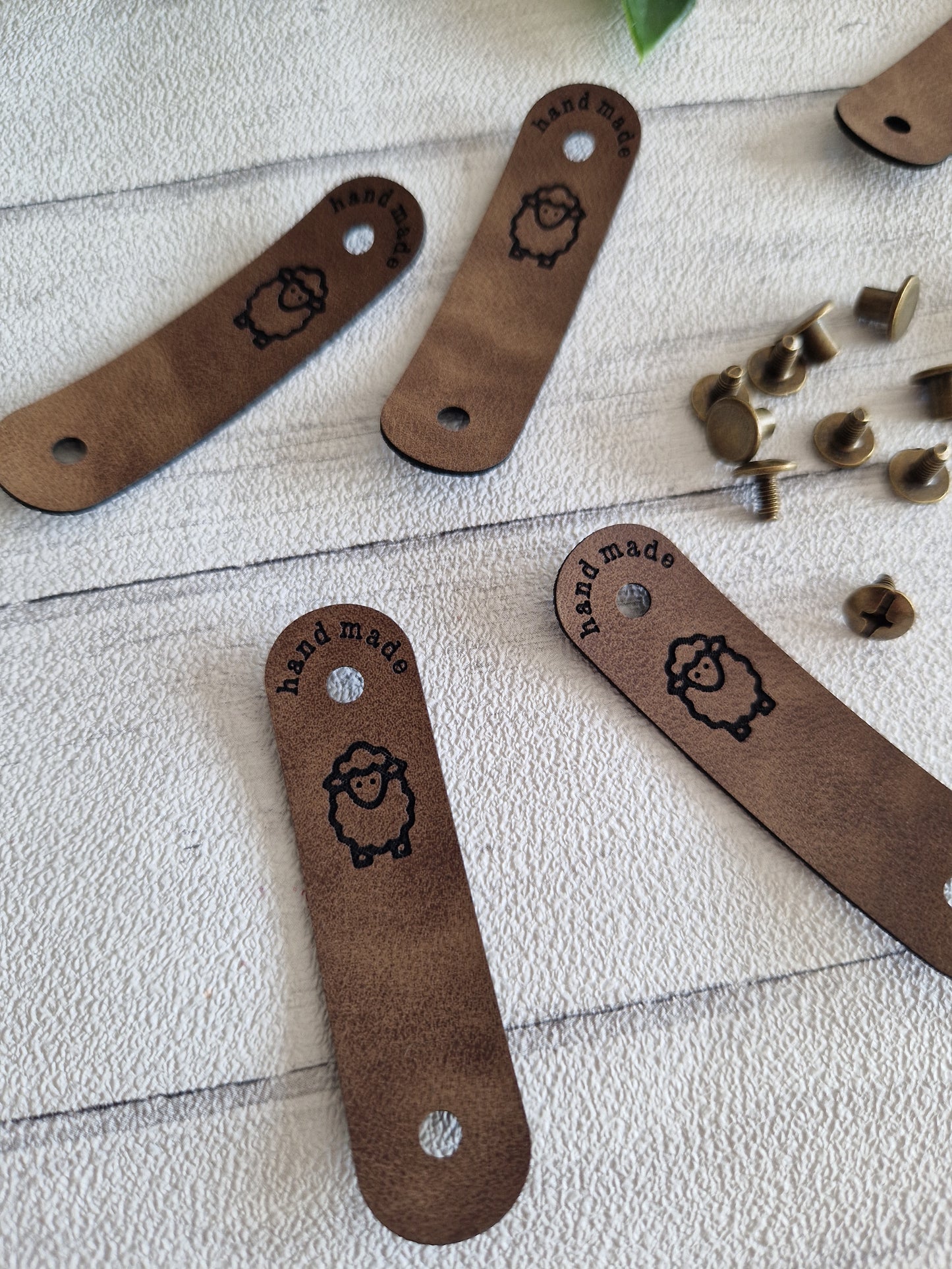 Sheep faux leather tags